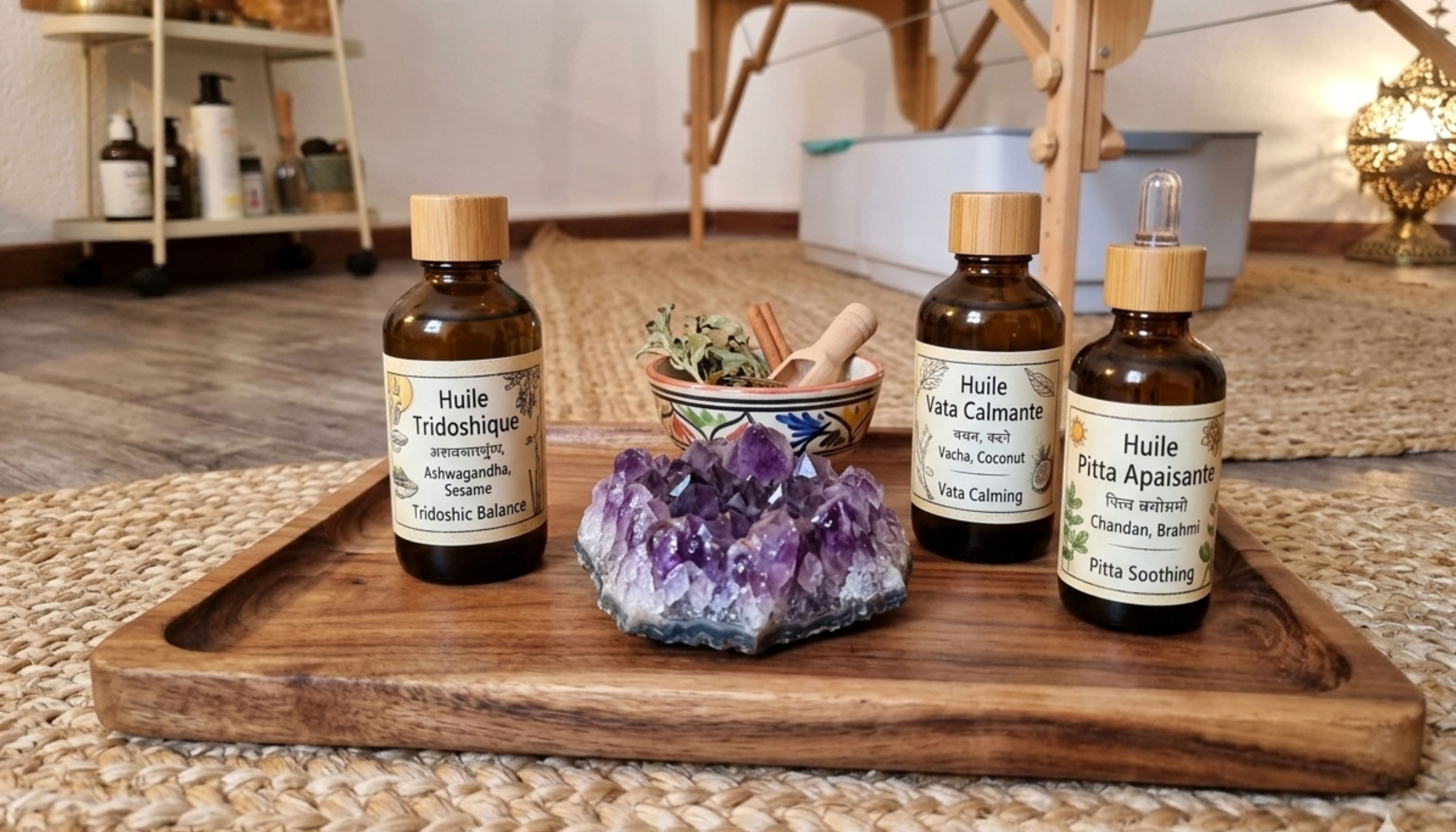 huile de massage ayurvedique